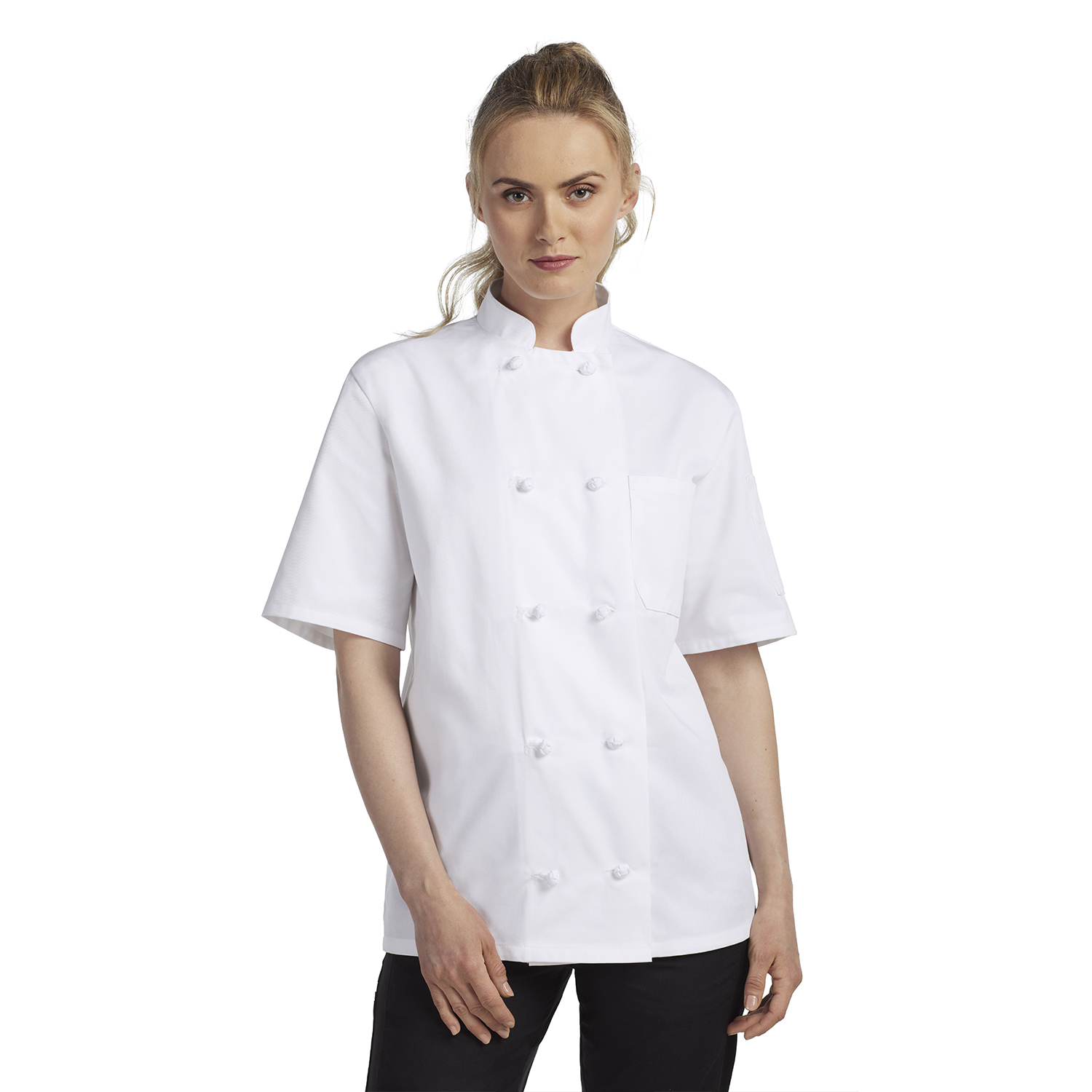 Unisex Short Sleeve Essential Cloth Knot Chef Coats (CW4450)