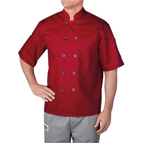 Unisex Classic Short Sleeve Essential Plastic Button Chef Coat (CW4455) - On Sale