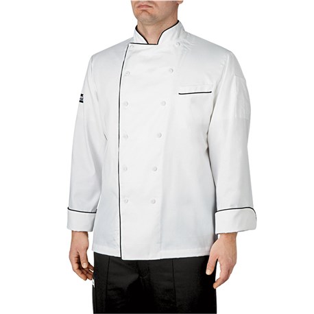 Unisex Classic Long Sleeve Piped Executive Chef Coat (CW5690) - White