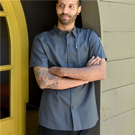 Unisex Slim Short Sleeve Performance Waffle Kitchen Shirt (CW4330)