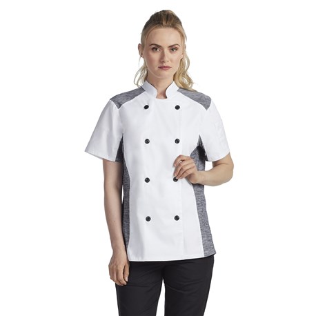 Short Sleeves Ladies Women Chef Coat Jacket , Violet L to Fit Bust 38-39 