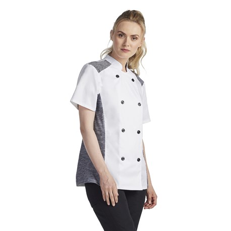 Women's Slim Short Sleeve Quick Cool Stretch Chef Coat (CW5631)