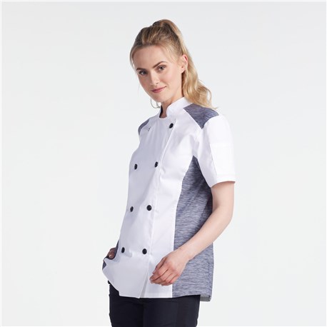 Women's Short Sleeve Quick Cool Stretch Chef Coat (CW5631)
