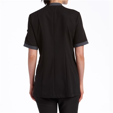 Short Sleeves Women's Ladies Side Mesh Panel Chef Coat by Uniformates Black, M for Bust 36-37 