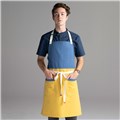 Chefwear 2 Pocket 100% Cotton Two Color Blue and Yellow Bib  Apron for Chefs, Cooks, Waiters and Servers. Chef Wear Style CW1694 02