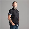 Chefwear Men's Black Short Sleeve Modern Restaurant Work Shirt for Chefs, Cooks, Waiters and Servers. Chef Wear Style CW4320 02