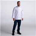 CW4400-CW40-01 Unisex Classic Long Sleeve Essential Cloth Knot Chef Whites Coat