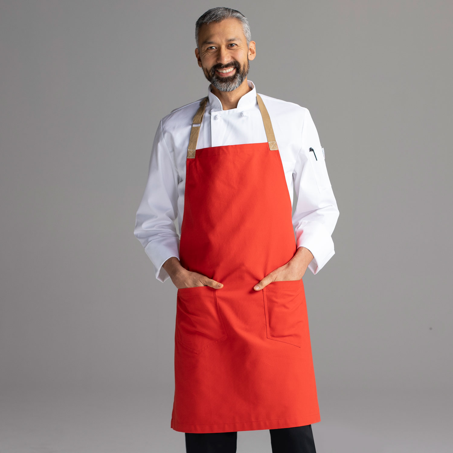 Chefwear Red Bib Apron for Chefs and Cooks, Chef Wear Style CW1692