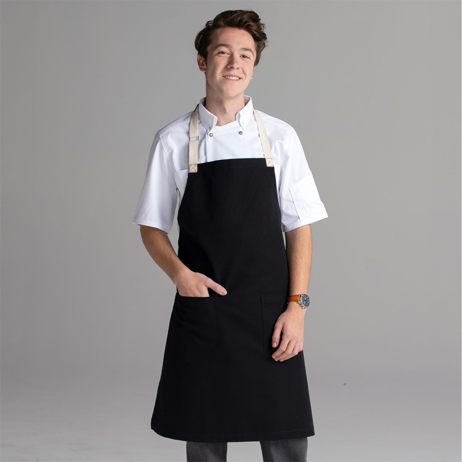 Chefwear Black Bib Apron for Chefs and Cooks, Chef Wear Style CW1692