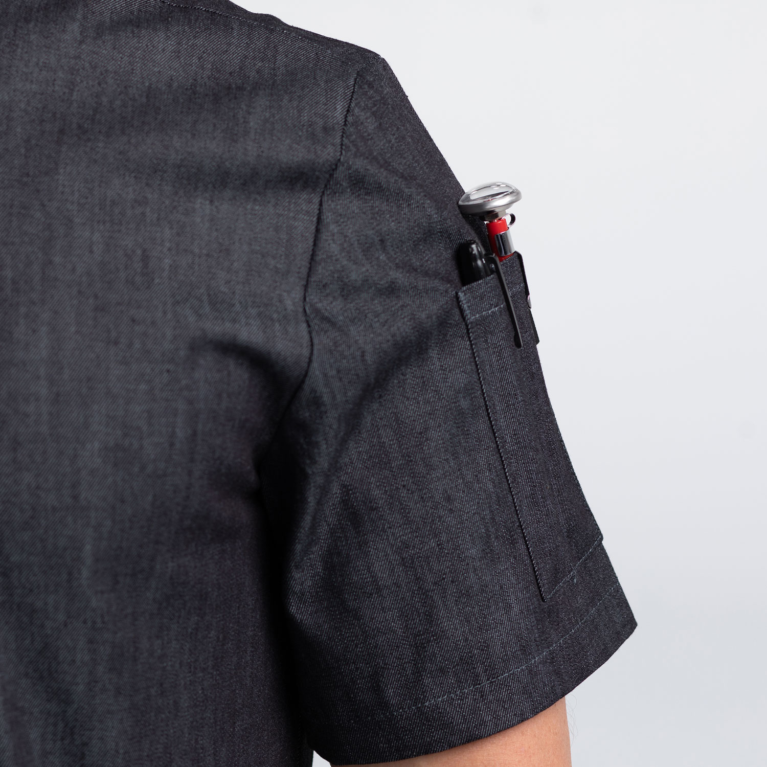 Men's Slim Short Sleeve Denim Chef Coat (CW4945) | Chefwear