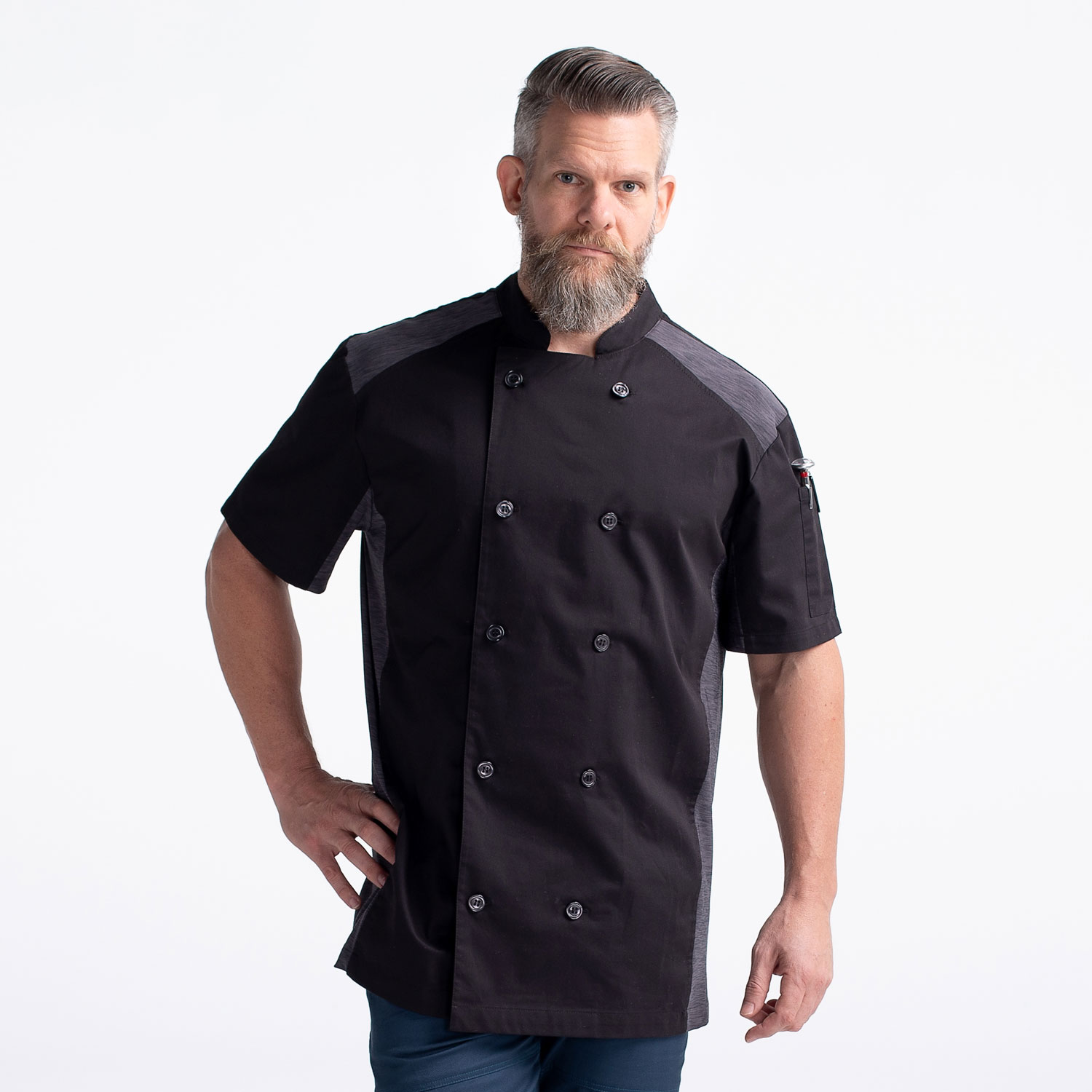 CW5630-CW30-01_Chefwear-Mens-Short-Sleeve-Quick-Cool-Stretch-Chef-Jacket_Black