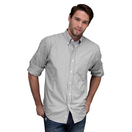 Men's Classic Long Sleeve Easy Care Gingham Shirt (CW1364)