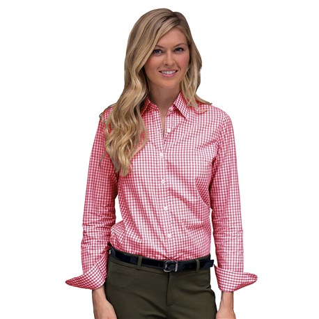 Women's Classic Long Sleeve Easy Care Gingham Shirt (CW1365)