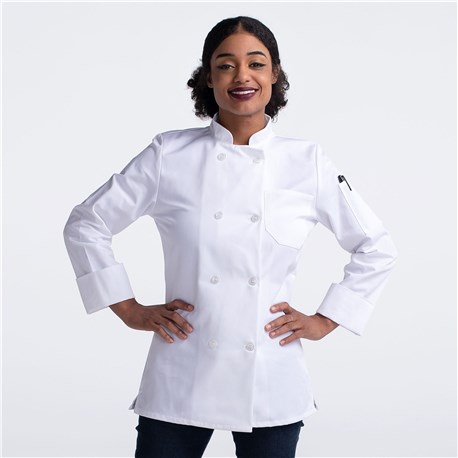 Women's Long Sleeve Plastic Button Chef Coat