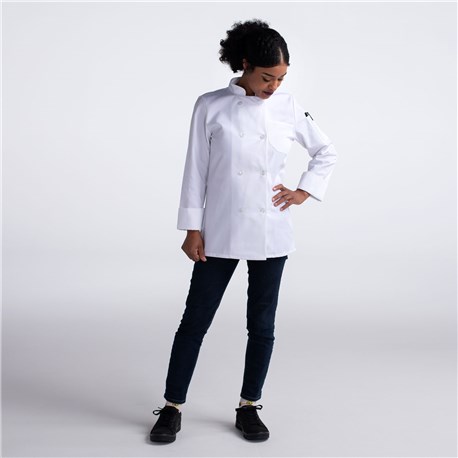 Chefwear Womens Long Sleeve Primary Plastic Button Chef Jacket 