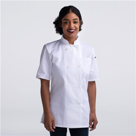 CHEF DUDS Unisex White Chef Coat Jacket Small Safety Sleeve C811CD 7002 