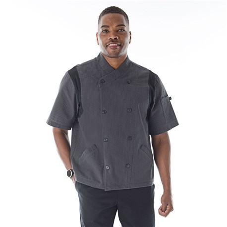 Unisex Classic Short Sleeve Performance Crossover Seersucker Chef Coat (CW5031)