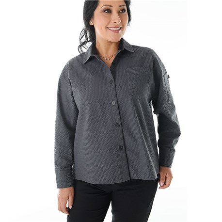 Women's Relaxed Long Sleeve Seersucker Shirt (CW5032)