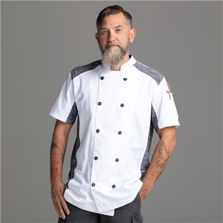 Chefwear Men&#39;s White Short Sleeve Quick Cool Stretch Chef Jacket. Chef Wear Style CW5630