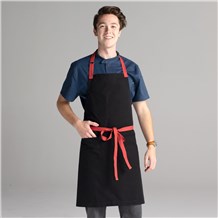 Chefwear 2 Pocket 100% Cotton Black Bib Chef Apron, Chef Wear Style CW1693 03
