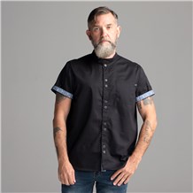 Chefwear Men's Black Short Sleeve Modern Restaurant Work Shirt for Chefs, Cooks, Waiters and Servers. Chef Wear Style CW4320