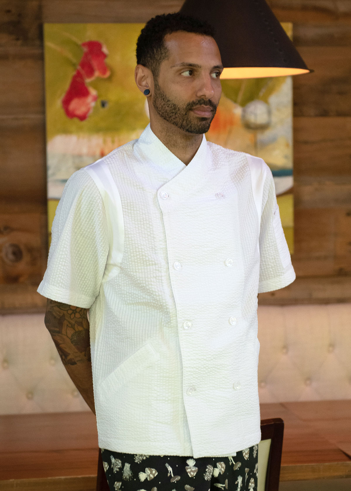 Unisex Classic Short Sleeve Performance Crossover Seersucker Chef Coat (CW5031)