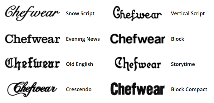 Available Embroidery Fonts